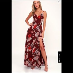Into Bloom Burgundy Floral print maxi
